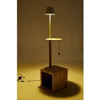 Floor Lamp with Cat Climbing Frame & Built-in Cat House in Natural