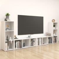 Berkfield Home TV Cabinets 4 pcs White 107x35x37 cm Engineered Wood | Size: 107 x 35 x 37 cm