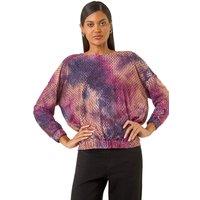Roman Women's Textured Burnout Print Top in Pink | Size: 16