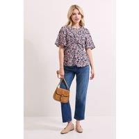 Dorothy Perkins Women's Pink Floral Twist Front Angel Sleeve Top | Size: 16