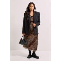 Dorothy Perkins Women's Animal Printed Lace Trim Blouson Sleeve Midi Dress | Size: 10