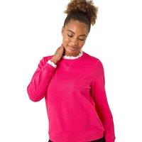 Roman Women's Frill Collar Stretch Jersey Top in Pink | Size: 20