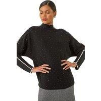 Roman Women's Hotfix Blanket Stitch Knit Jumper in Black