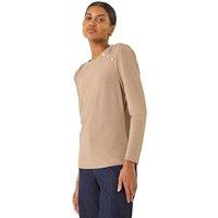 Roman Women's Ruched Button Stretch Top in Beige | Size: 20