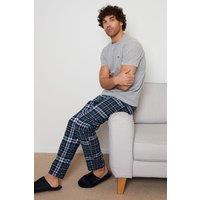 Threadbare Men's 'Delano' Cotton Blend Pyjama Set in Light Grey | Size: 2XL