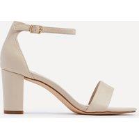Linzi Women's Frankie Nude Faux Leather Barely There Closed Back Block Heeled Sandal | Size: 6-Standard Fit