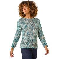 Roman Women's Patterned Tape Yarn Knit Jumper in Turquoise | Size: 16