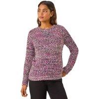 Roman Women's Crew Neck Tape Yarn Knit Jumper in Magenta | Size: 16