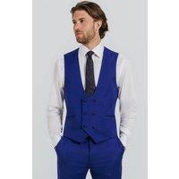 Dobell Men's Bright Blue Double Breasted Waistcoat | Size: XL