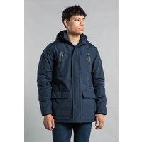 Tokyo Laundry Men's Hooded Padded Jacket with Microfleece Lining in Navy | Size: Large