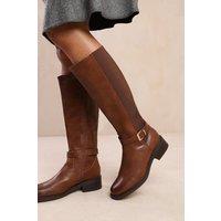 Where's That From Women's 'Bode' Knee High Boots With Buckle Detail in Brown | Size: 8