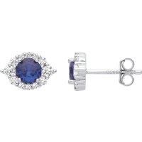Jewelco London Women's 925 Sterling Silver Blue CZ Envy Eyes Stud Earrings