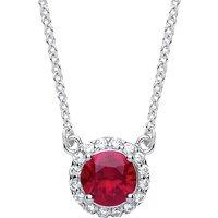 Jewelco London Women's Silver Rose red CZ Solitaire Halo Charm Necklace 15 + 2 inch - GVK158RUBY in White