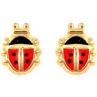 Jewelco London Women's 9ct Gold Enamel Ladybird Ladybug Stud Earrings