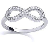 Jewelco London Women's Silver CZ Pave Infinity Emblem Dress Ring | Size: R