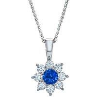 Jewelco London Women's Sterling Silver Blue CZ Classic Royal Cluster Necklace 16>18 inch - RE42104SP in White