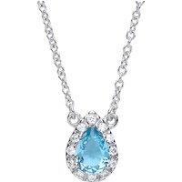 Jewelco London Women's Silver Aqua pear CZ Teardrop Halo Charm Necklace 16 + 2 inch - GVK159AQUA in White