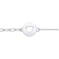 Jewelco London Women's Silver Love Heart Round Disc Tag Charm Bracelet 2mm 7 + 1 inch
