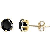 Jewelco London Women's 9ct Gold Black CZ Solitaire Claw Set Stud Earrings, 5mm