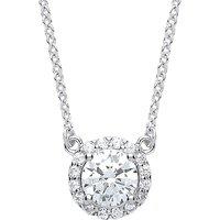 Jewelco London Women's Silver CZ Solitaire Halo Charm Necklace 15 + 2 inch - GVK158WH in White