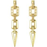 Jewelco London Women's Gold-plated Silver CZ Torpedo Octagon Chain Drop Earrings in Gold