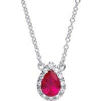 Jewelco London Women's Silver Rose red pear CZ Teardrop Halo Charm Necklace 16 + 2 inch - GVK159RUBY in White
