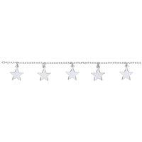 Jewelco London Women's Silver 5 Star Meltzer Superstar Charm Bracelet 10mm 6.5 inch