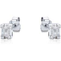 Jewelco London Women's Sterling Silver CZ Illusion Solitaire Cluster Stud Earrings