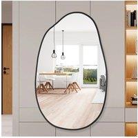Living and Home Large Irregular Metal Framed Wall Mirror Decorative Mirror Wall Decoration in Black