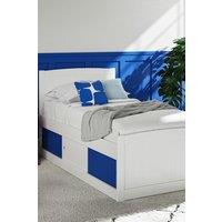 Time4sleep Maxistore 3 Door Blue Wooden Storage Single Bed Frame in White