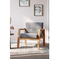 Living and Home Grey Wood Frame Upholstered Armchair with Square Leg
