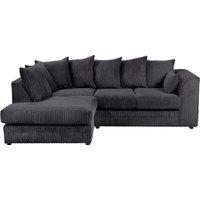 SquareBoxx Lennox Jumbo Cord Corner Sofa Left Hand Facing Chaise in Black