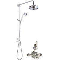 Balterley Traditional Twin Exposed Valve Rigid Riser Shower Set Chrome White in Silver