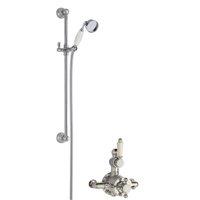 Balterley Traditional Twin Exposed Valve Slide Rail Shower Set Chrome White in Silver