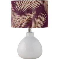 First Choice Lighting Tuscan - White Ceramic Lamp with Tropical Burgundy Shade