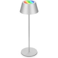 BRILONER Matt Chrome RGB LED 2.6W Rechargeable Table Lamp in Silver