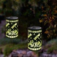 Bright Zeal 2pcs Metal Solar Lanterns Dragonfly Christmas Decorations in Black