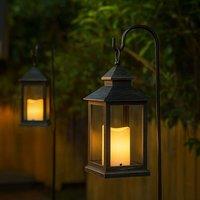 Bright Zeal 2pcs 14' Black Gold Decorative Candle Lanterns Christmas