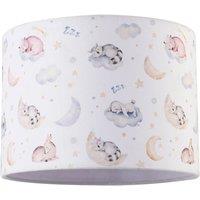 Happy Homewares Fun & Cosy Baby Velvet Lamp Shade with Stars Clouds & Animals in White | Size: 10 inches