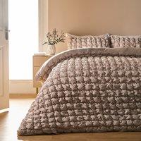 OHS Filled Seersucker Duvet Cover with Pillowcase Bedding Set in Natural | Size: Single