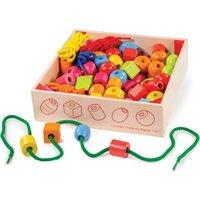 Bigjigs Toys Crate of Lacing Beads - 90 Colourful Beads & 5 Laces