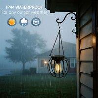 Bright Zeal 12" Solar Metal Hanging Lights Garden Patio Outdoor Light in Black