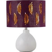 First Choice Lighting Tuscan - White Ceramic Lamp with Burgundy Fern Shade