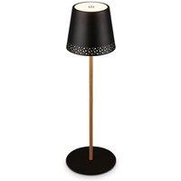 BRILONER Black Wood 2.6W Rechargeable LED Table Lamp