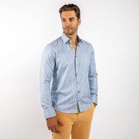CLAUDIO LUGLI Men's Luxury Knitted Classic Jacquard Shirt in Bright Blue | Size: 2XL
