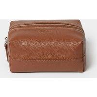 OSPREY LONDON Men's The Double Zip Small Leather Washbag in Tan