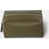 OSPREY LONDON Men's The Double Zip Small Leather Washbag in Olive