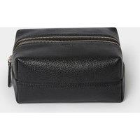 OSPREY LONDON Men's The Double Zip Small Leather Washbag in Black