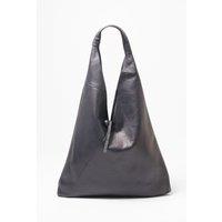Sarta Women's Juno Pebbled Italian Leather Shoulder Bag in Navy
