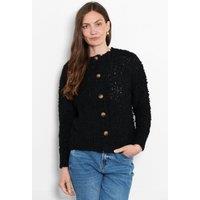 Sarta Women's Collins Boucle Knit Button Cardigan in Black